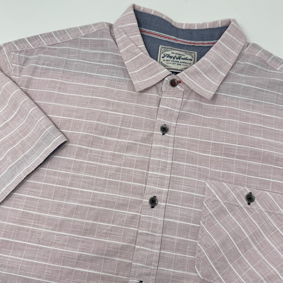 Flag & Anthem Shirt Mens XL Pink Plaid Short Sleeve Button Front Pocket Casual - Picture 6 of 6